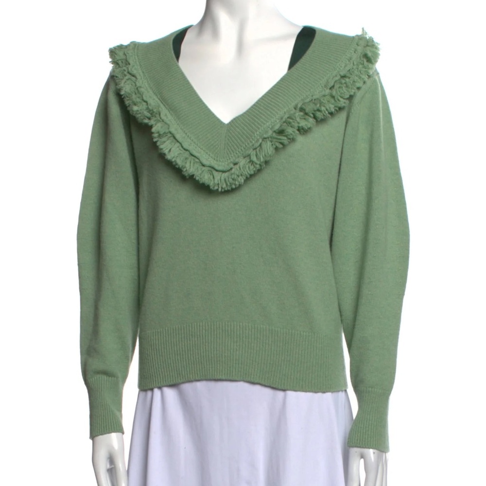 Burberry size Small Cashmere Cowl neck sweater Green tassel